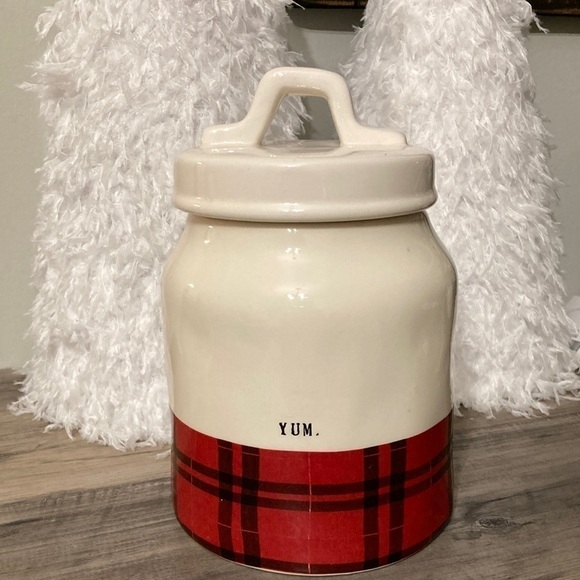 Rae Dunn Other - Rae Dunn YUM BUFFALO PLAID DIMPLED CERAMIC CANISTER W/RARE STAMPED MISPRINT